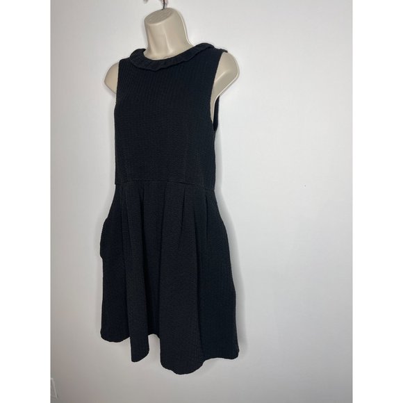 Anthropologie Ganni Pinnacle Textured Sleeveless High Ruffle Neck Fit Flare Dres - Picture 6 of 12